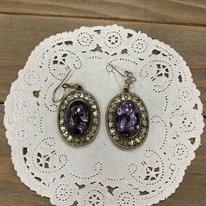 Elegant Purple Oval Earrings